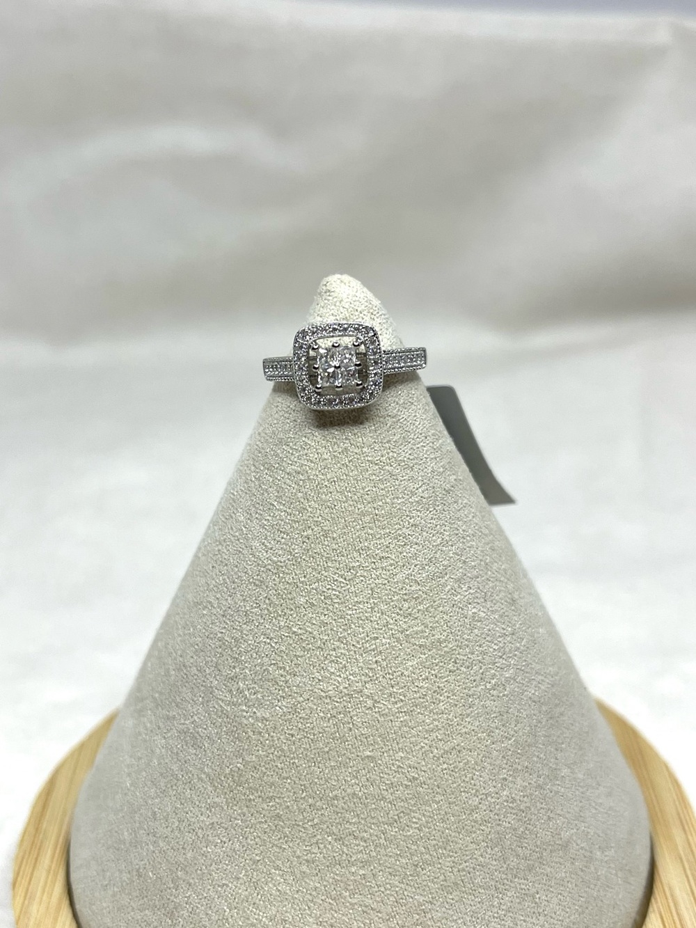 Sterling Silver Square Halo Ring with Moissanite